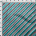 thumbnail image 3 of oneOone Georgette Viscose Turquoise Blue Fabric Stripes Craft Projects Decor Fabric Printed By The Yard 42 Inch Wide-FIQ, 3 of 4