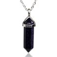 thumbnail image 1 of Angelstones Blue Sandstone Gemstone Hexagonal Pointed Reiki Chakra Pendant Necklace 20", 1 of 3