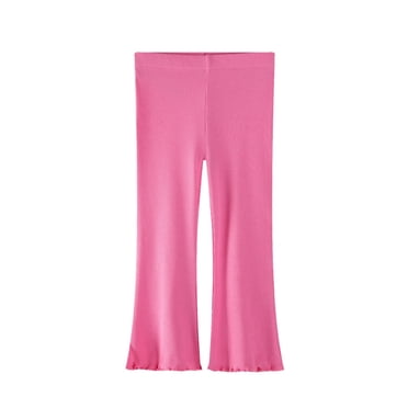 Toddler Girl Leggings, Baby Girls Flared Leg Leggings, Solid Color Stretchy Soft Cotton Elastic Waist Pull on Long Pants