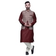 thumbnail image 1 of Atasi Solid Kurta Churidar With Printed Jecket Set For Mens Summer Party Wear, 1 of 1