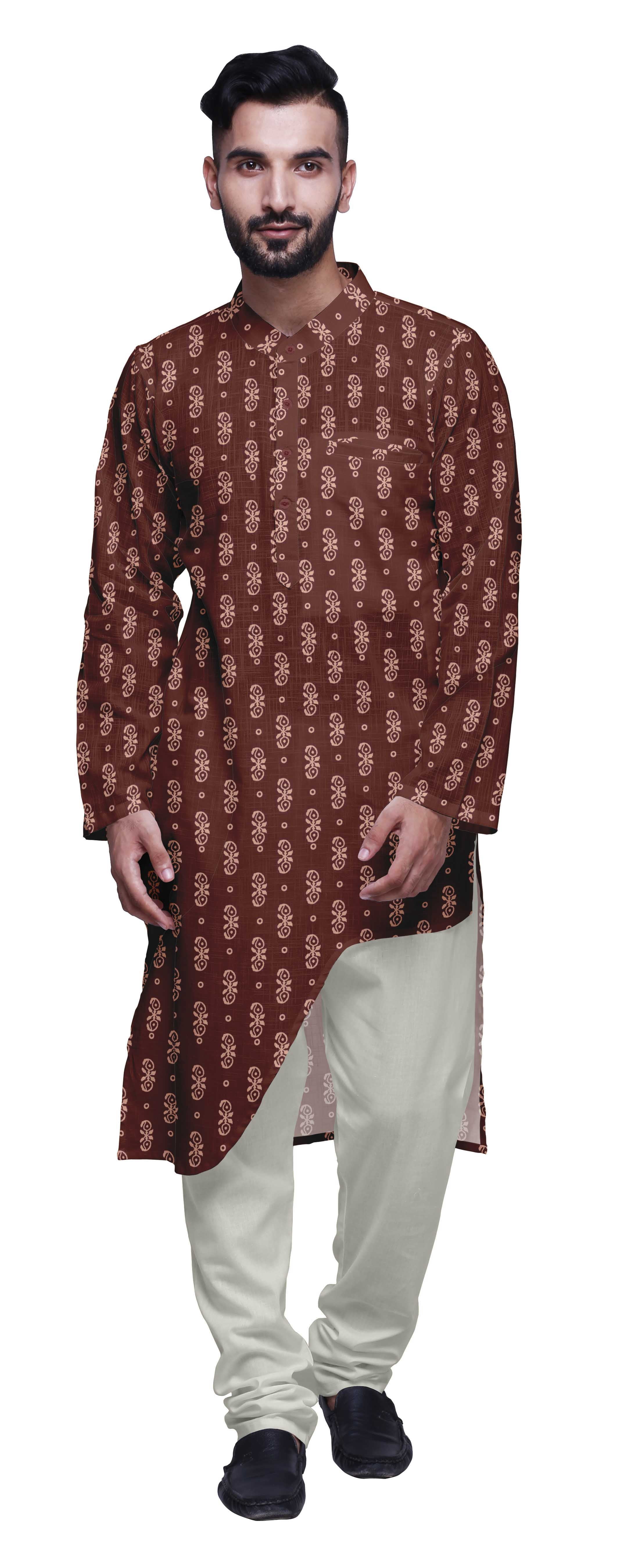 Atasi Printed Ethnic Kurta Pajama Set Summer Party Wear Kurta Pyjama For Men