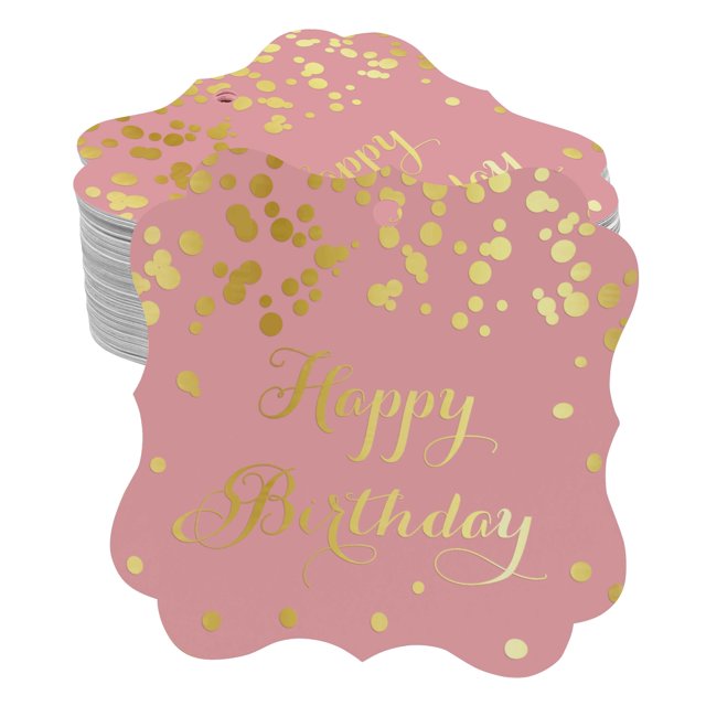 Inkdotpot Pack Of 50 Real Gold Foil Bracket Shape Paper Tags Happy Birthday Favor Hang Tags