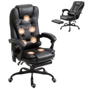 Vinsetto Massage Office Chair, PU Leather Desk Chair w/ Footrest, Black