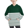 thumbnail image 1 of RXIRUCGD Girls Hoodie Lightweight Sweatshirt, Color Block Striped Pullover Sweatshirt Fall Fashion Girls Clothes, Girls Green Sweatshirt Size 4-5 Years, 1 of 7