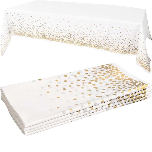 Tacnuzo 4 Pcs Disposable Plastic Table Cloths Plastic Tablecloths for Rectangle Tables for Birthday Parties Wedding Anniversary