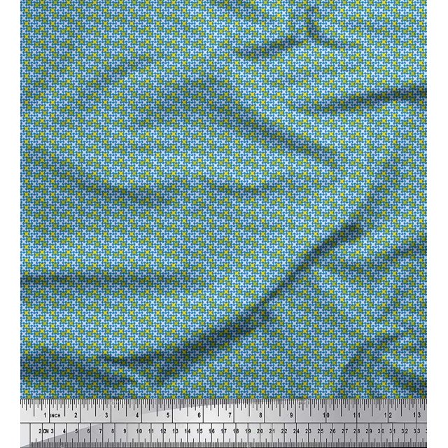 Soimoi Polyester Crepe Fabric Diamond & Cross Sign Shirting Print Fabric by The Yard 42 Inch Wide