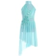 thumbnail image 3 of Yhong Robe de Danse Ballet Sans Manches pour Filles Irrégulière avec Strass Brillants Performance Bleu Clair 6, 3 of 7