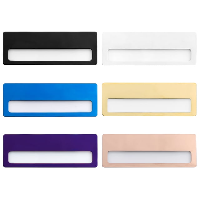 (Lot de 10) Officeship Étiquette de Nom de Fenêtre Réutilisable en Acier Inoxydable, Badge d'Identité - Argent pour Fenêtre Complète - Attachée avec Épingle