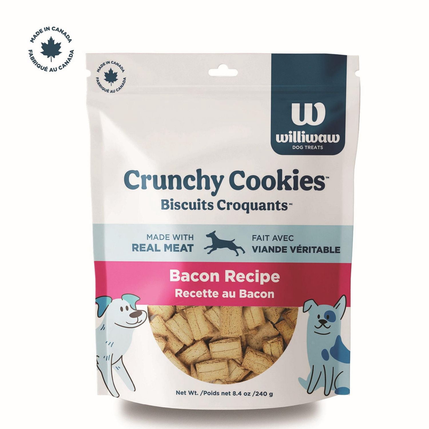 Williwaw Crunchy Cookies Bacon, Dog Treats, 240 g
