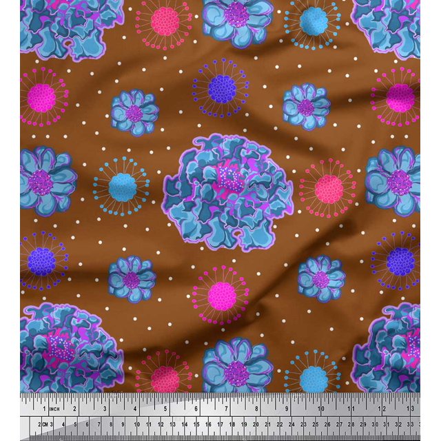 Soimoi Poly Georgette Fabric Artistic Floral Decor Fabric Printed Yard 52 Inch Wide