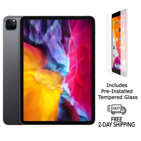 iPad Pro 11 Apple Remis à Neuf (2020) avec Verre Trempé Préinstallé (Wi‐Fi + Cellulaire Déverrouillé) 512 Go Gris Cosmique (Grade B)