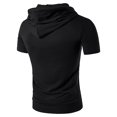 thumbnail image 3 of T-Shirt à Capuche à Cordon de Serrage Mode Décontractée pour Hommes Manches Courtes (Noir, TG), 3 of 3