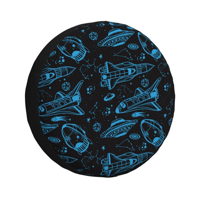Lsque Spacecraft Pattern Tire Covers - Tough Tire Wheel Protector for Truck, SUV, Trailer, Camper, RV-16 inch