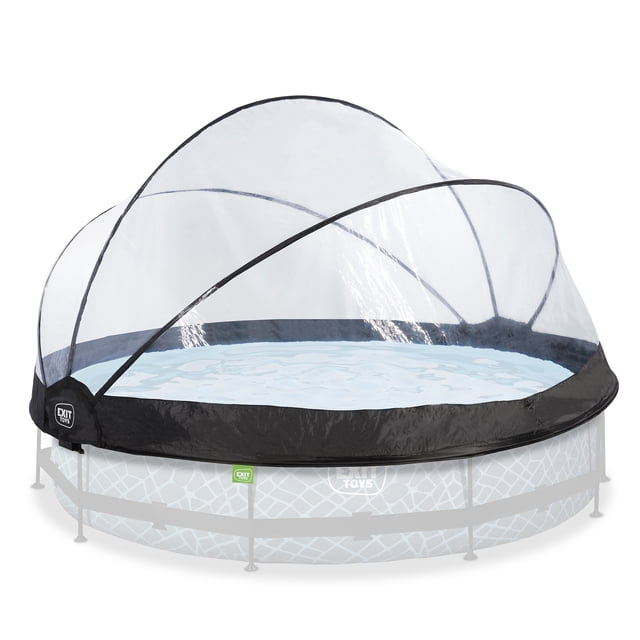 EXIT Toys Dôme Rond Multifonction de 12 Pieds pour Piscines Extérieures, Conçu pour les Piscines hors Terre d'Un Diamètre de 3,66 Mètres (360-370 cm). le Dôme en PVC transparent Présente un Cadre Noir et des Sangles Sécurisées, Offrant une protection contre les Intempéries, la Prévention des Débris et une Rétention de Chaleur Accrue pour des Saisons de Baignade Prolongées. le Dôme Comprend un Mécanisme de Charnière pour un Accès Facile et Est Certifié GS pour la Sécurité et la Durabilité.