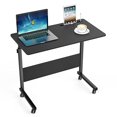 thumbnail image 1 of soges Table d'Appoint Mobile 31,5 Pieds' Table de Bout Table de Canapé avec Fente et Roulettes Bureau d'Ordinateur Réglable Mobile Support d'Ordinateur Portable Table d'Appoint de Bureau, Noir, 1 of 4