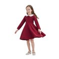 thumbnail image 4 of Dresses For Girls Spring Summer Print Ruffle Long Sleeve Solid Casual Girls Dress Red 2-3 Years, 4 of 4