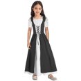 thumbnail image 3 of Mufeng Girls Medieval Renaissance Vintage Dress Velvet Robe Gown Renaissance Cosplay Halloween Party Dress Black 6, 3 of 6