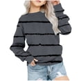 thumbnail image 2 of QIPOPIQ Chandail en Molleton Surdimensionné pour Filles Chandails en Molleton Rayés d'Automne Col Rond Manches Longues Chemise Décontractée Pull Ample Vêtements d'Hiver pour Enfants 1-12 Ans Liquidation, 2 of 6