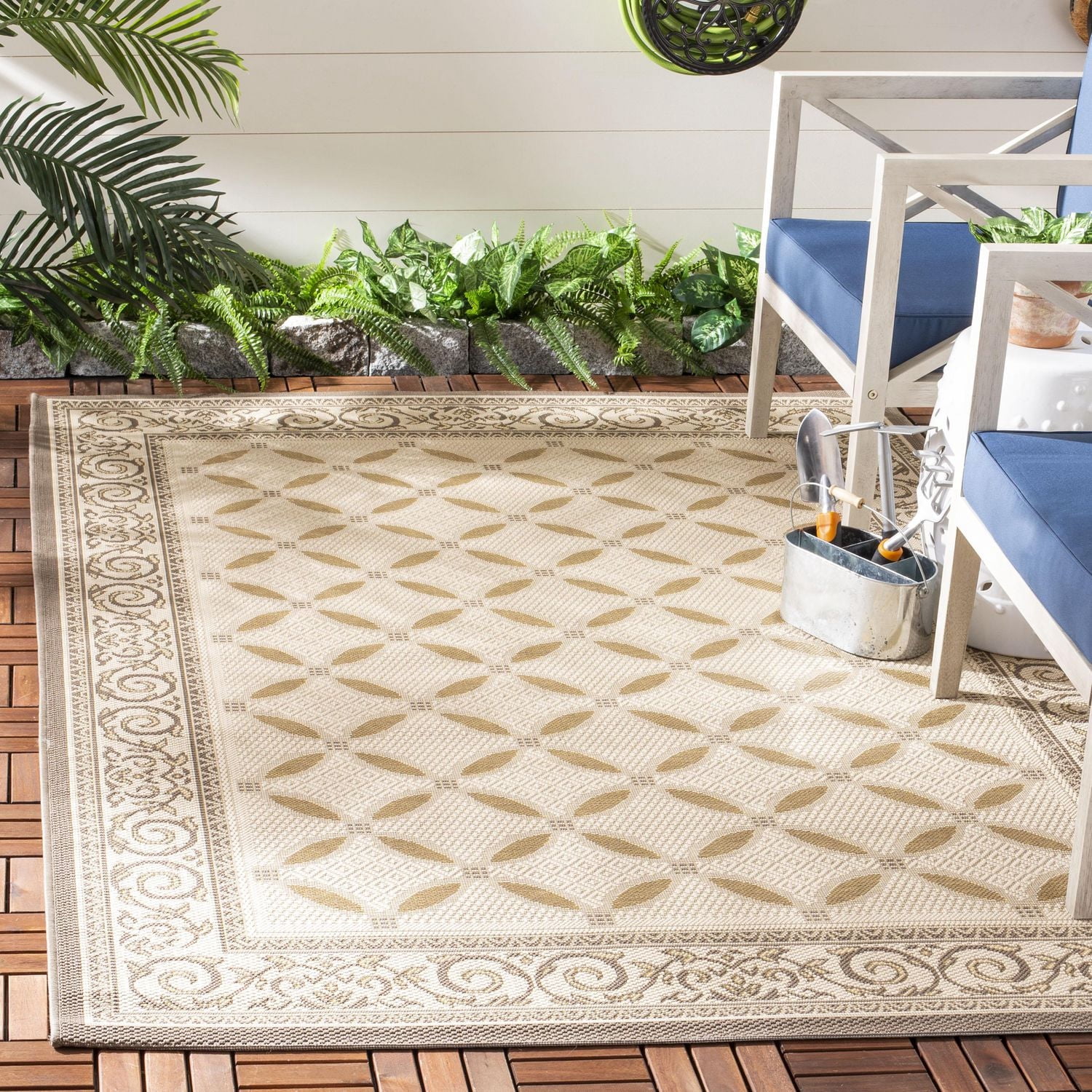 SAFAVIEH Courtyard Cohen Bordered Indoor/Outdoor Area Rug