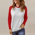 thumbnail image 2 of CEHVOM Blouse pour Femme Printemps Patchwork Manches Longues Col Rond T-Shirt Décontracté Hauts Liquidation, 2 of 7