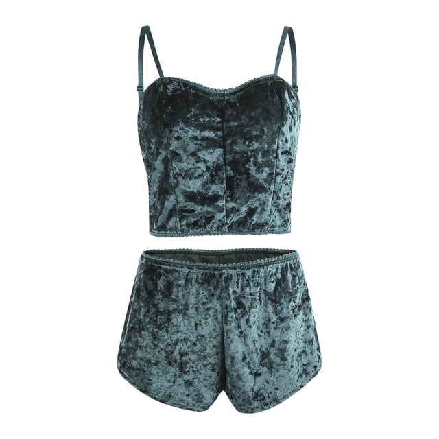 SUNSIOM Women 2PCS Lingerie Set Slim Sling Crop Top Short Elastic Band Pants