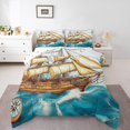 thumbnail image 1 of Erosebridal Vintage Ship Bedding Full Comforter Set, Nautical Compass Down Comforter, Aqua Blue, Reversible, 1 of 7