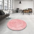 thumbnail image 4 of Ahgly Tapis Rond Lavable en Machine Intérieur Transitionnel Rouge Pastel Rose, 7 Pieds Rond, 4 of 7