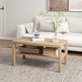 thumbnail image 2 of HOMCOM 2 Tier Coffee Table with Storage Shelf for Living Room, Nature Wood, 2 of 10