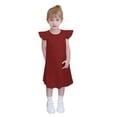 thumbnail image 3 of Milgrthf Girls Midi Dress Summer Ruffle Sleeve A Line Swing Basic Skater Twirl Party Dresses 4-12 Years Red, 3 of 9