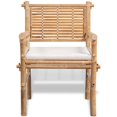 thumbnail image 3 of vidaXL 3 Piece Bistro Set with Cushions Bamboo, 3 of 5
