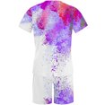 thumbnail image 3 of Men Print Short Sleeves Casual Beach Short Sleeve Round-Neck Blouses & Sets, 3 of 5