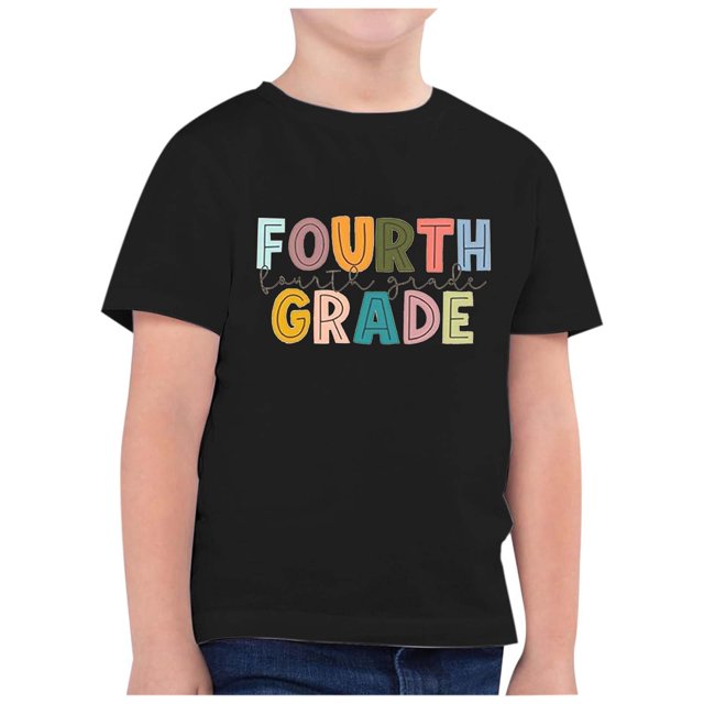 PMVFHDE T-Shirts à Manches Courtes pour Filles T-Shirts Graphiques Coupe Ample Saison de Rentrée Scolaire pour Enfants Col Rond Imprimé T-Shirt à Manches Courtes Noir, 3-4 Ans