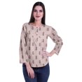thumbnail image 2 of Moomaya Printed Button Placket Full Sleeve Top Round Neck WoMen's Casual Summer Tunic, 2 of 5