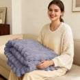 thumbnail image 2 of Thickened Rabbit Plu Sh Nap Blanket Bunny Blanket For Adults Soft Warm Fuzzy Throw Blanket For Bed Sofa Travel And Off Ice Full Size Blankets for Bed Blankets Size Warm Small Blanket Throw Throw, 2 of 4
