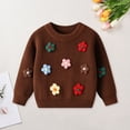 thumbnail image 2 of Splozh Baby Knit Sweater Cute Handmade Flower Knitted Sweaters for Small and Medium Sized Children Coffee,9-12 Months, 2 of 6