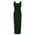 thumbnail image 3 of EQWLJWE Robe Longue pour Femmes Femmes Mode Bretelles à Franges Paillettes Aguichant Fente Fente Robes Longues Sans Manches Encolure Carrée Robes à la Cheville, 3 of 5