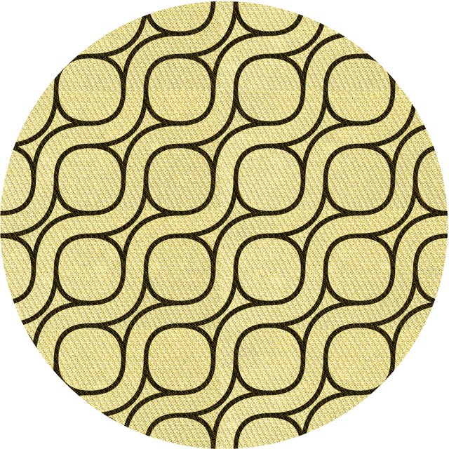 Ahgly Company Tapis Rond Lavable en Machine Intérieur Transitionnel Jaune Soleil, 8 Pieds Rond