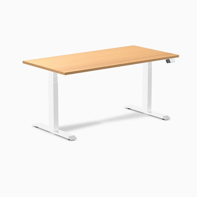 Desky Bureau Assis-Debout à Double Stratifié - Select Beech / 59,1 x 29,5 Pouces / Blanc