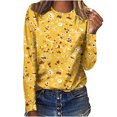 thumbnail image 1 of Pompotops Femmes Dames Col Rond Hauts Amples Décontractés T-Shirts Imprimés Blouse à Manches Longues en Solde, 1 of 5
