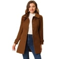 thumbnail image 1 of INSPIRE CHIC Manteaux pour Femmes Col Peter Pan Boutonnage Simple devant à Boutons Manteaux d'Hiver m Brun, 1 of 1