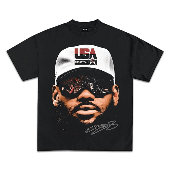 Lebron James USA Basketball Graphic T Shirt Tee Unisex, Color: Black, Size:-L