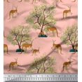 thumbnail image 1 of Soimoi Moss Georgette Fabric Tree & Kangaroo Animal Printed Craft Fabric by The Yard 42 Inch Wide, 1 of 3