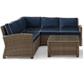 thumbnail image 3 of Afuera Living Modern 4 Piece Wicker Patio Sectional Set in Brown and Navy, 3 of 10