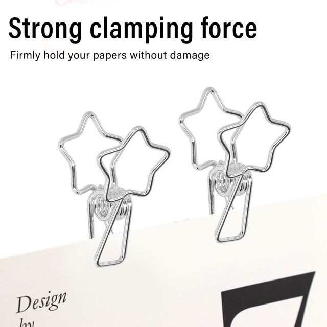 Pinces pour Reliure en Fil Métallique, Serrage Solide Style Simple Multiusage Pinces pour Reliure en Forme d'Étoile Ajourée en Métal Robuste pour Papiers