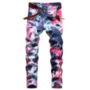 EGNMCR Men's Lightweight Pants, Cargo Pants Men, Linen Pants Men, Mens Casual Loose Fit Elastic Waist Pants Jeans Fashion Trend Men's Micro Elastic Slim Tie Elastic Small Straight Leg Jeans Men Pants