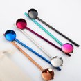 thumbnail image 3 of 304 Stainless Steel Strring Spoon Straw Round Spoon Head Drinking Spoon for Coffee Cocktail Smoothie (Rose Gold), 3 of 9