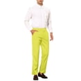 thumbnail image 2 of INSPIRE CHIC Men's Slim Fit Trousers Flat Front Solid Color Business Pants 28 Yellow, 2 of 7