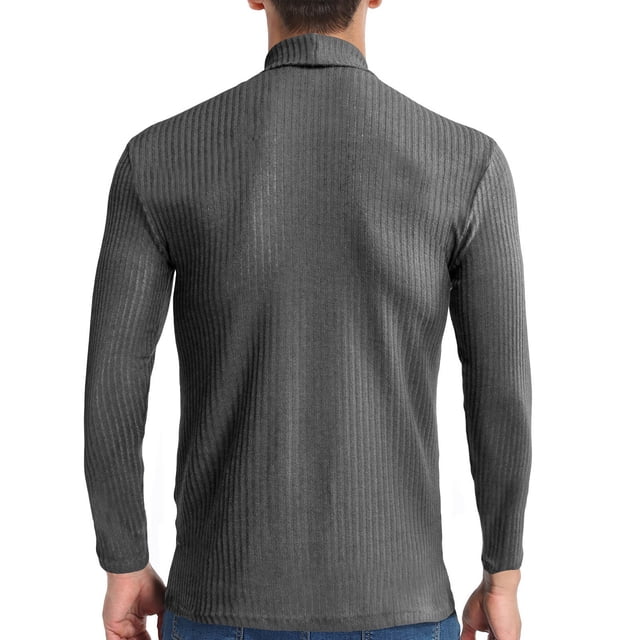 CEHVOM Men Ribbed Slim Fit Knitted Pullover Turtleneck Sweater Base Shirt