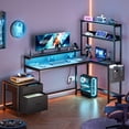 thumbnail image 3 of GUNAITO 71" L Shaped Desk with 2 Drawers & shelves,Corner Desk with LED Lights & Power Outlets,Gaming Desk,Home Office Desk,Carbon Fiber Black, 3 of 12