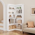 thumbnail image 2 of L Shaped Corner Bookshelf 5 Tier Large Wood Display Bookshelf 90° Corner Standing Bookcase, 2 of 7